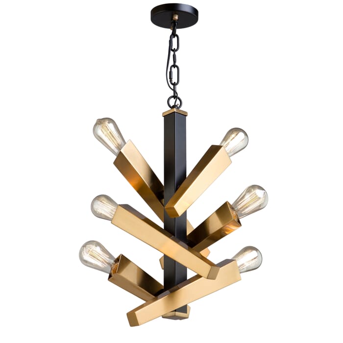 Artcraft Olympia 6-Light Chandelier in Black & Satin Brass Artcraft Olympia 6-Light Chandelier in Black & Satin Brass