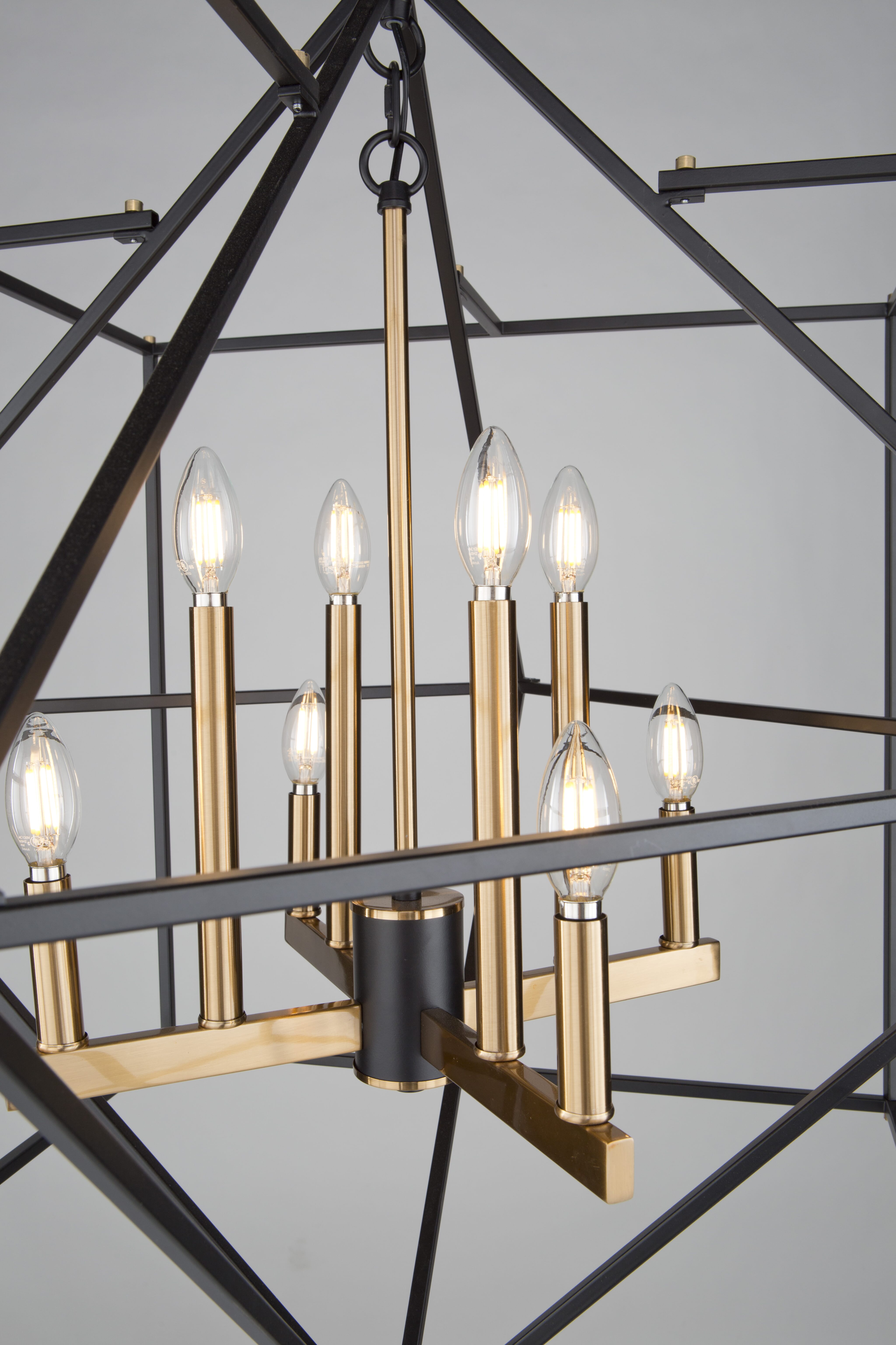 Artcraft Roxton 8-Light Chandelier in Matte Black & Harvest Brass