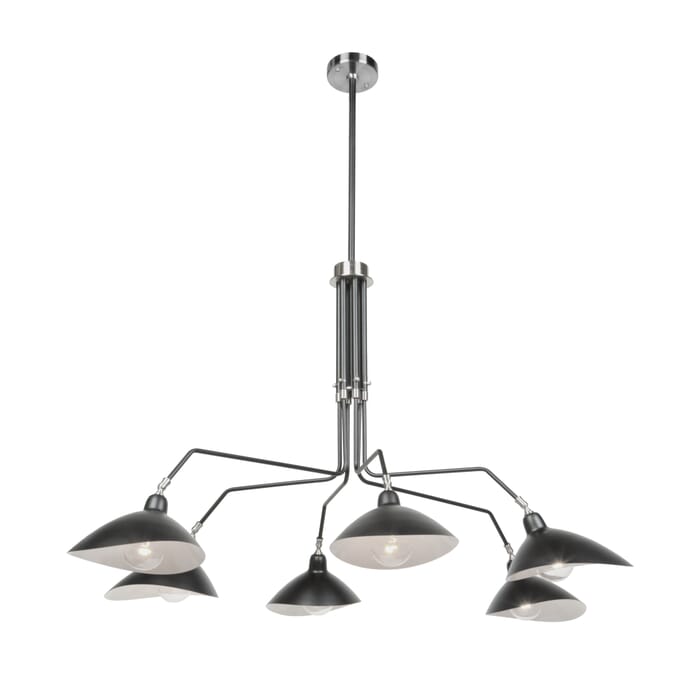 Artcraft Nero 6-Light Chandelier in Black/White Interior Artcraft Nero 6-Light Chandelier in Black/White Interior