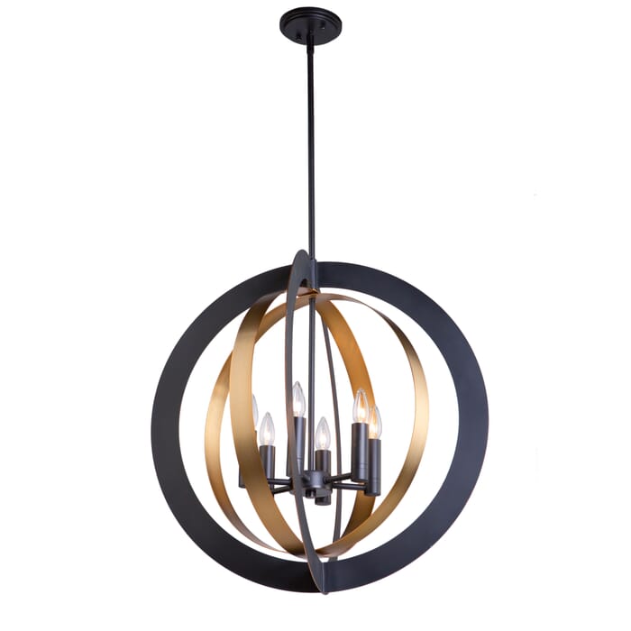 Artcraft Capri 6-Light Chandelier in Dark Bronze & Satin Brass Artcraft Capri 6-Light Chandelier in Dark Bronze & Satin Brass