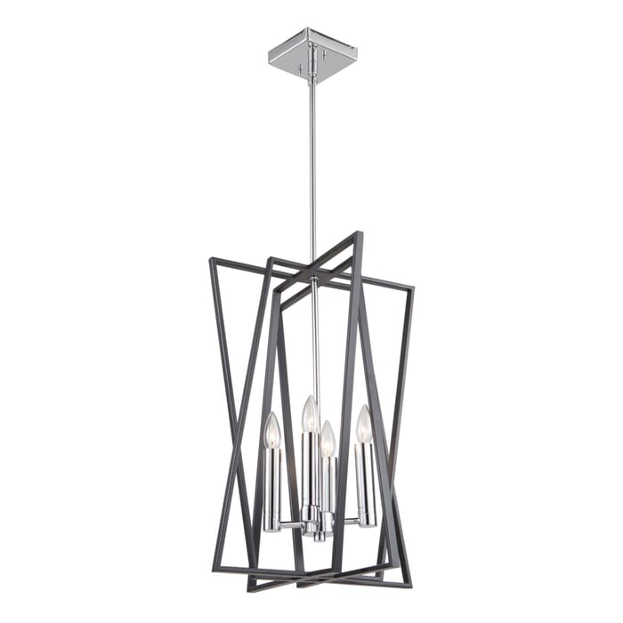 Artcraft Middleton 4-Light Chandelier in Matte Black & Polished Chrome Artcraft Middleton 4-Light Chandelier in Matte Black & Polished Chrome
