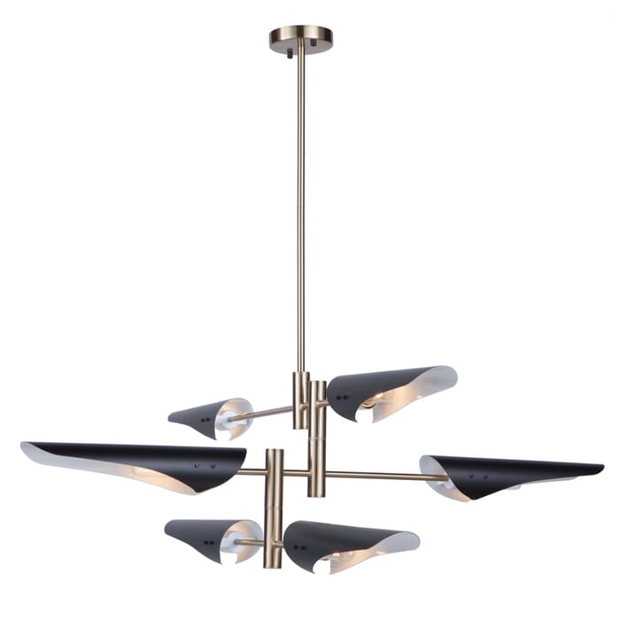Artcraft Modern Renaissance 6-Light Chandelier in Harvest Brass & Black Artcraft Modern Renaissance 6-Light Chandelier in Harvest Brass & Black