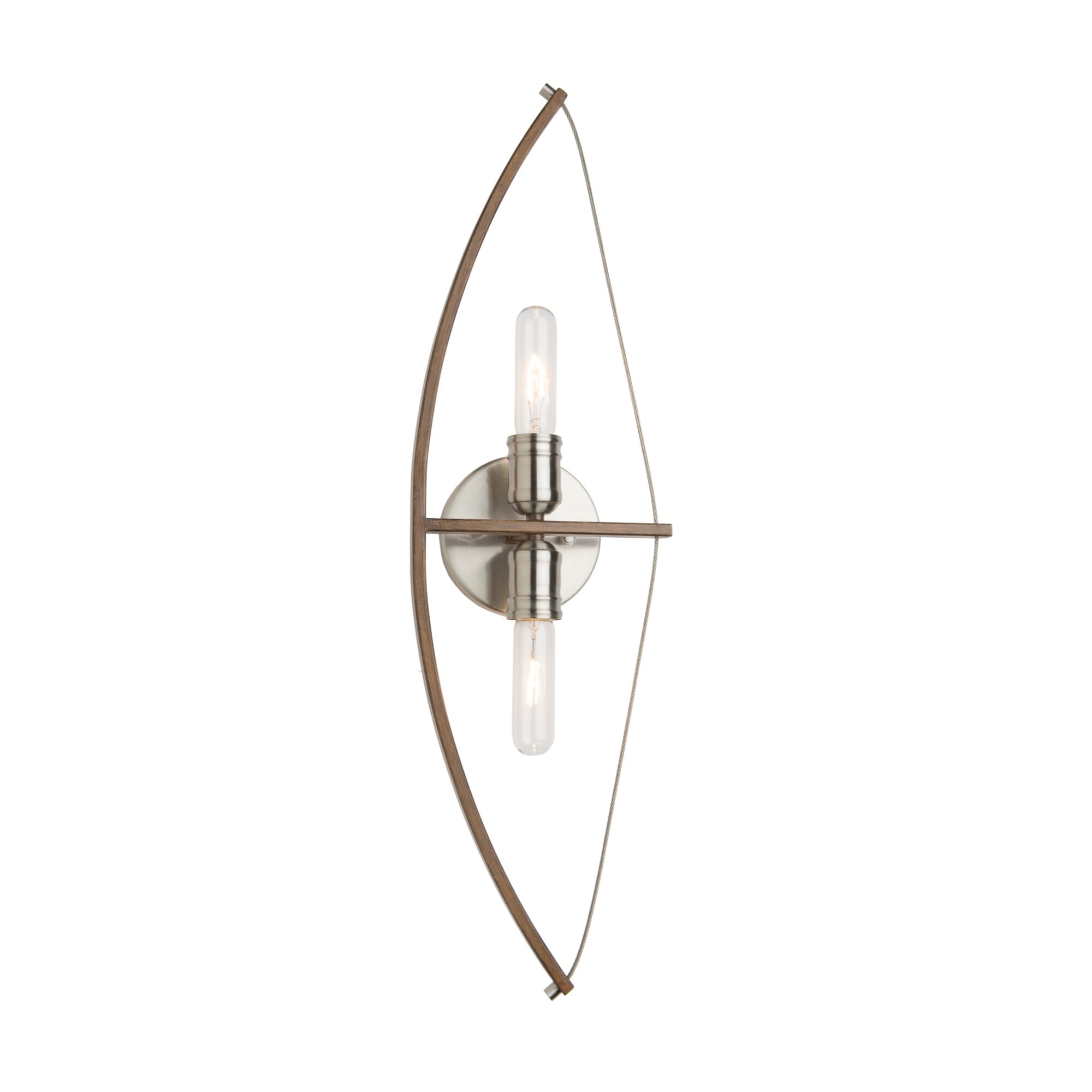 Artcraft Arco 2-Light Wall Sconce in Faux Wood & Brushed Nickel