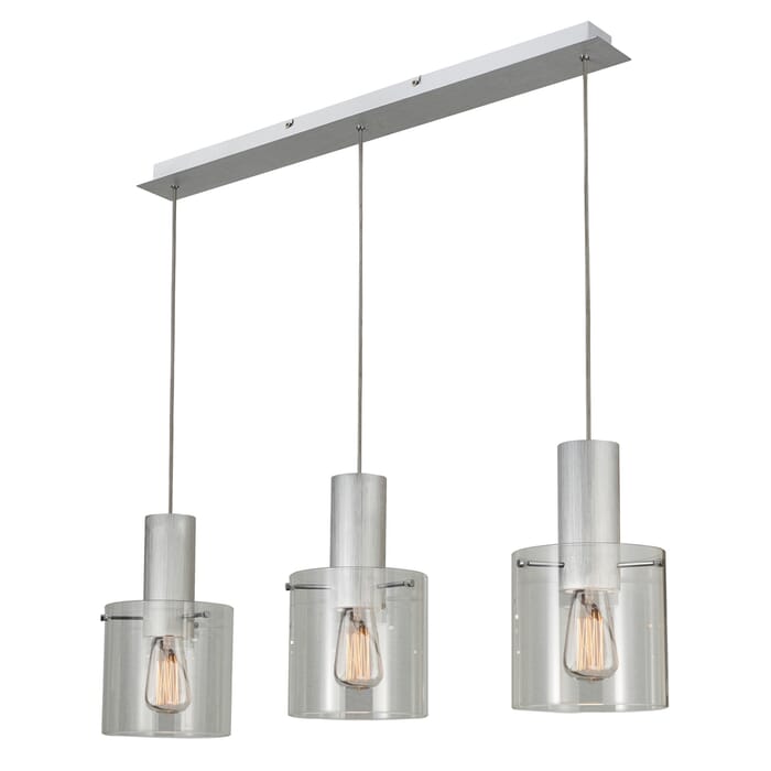 Artcraft Henley 3-Light Pendant Light in Brushed Aluminum & Clear Glass Artcraft Henley 3-Light Pendant Light in Brushed Aluminum & Clear Glass