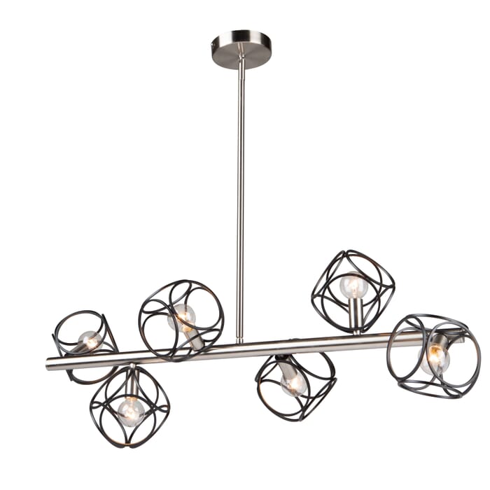 Artcraft Sorrento 6-Light Kitchen Island Light in Matte Black & Satin Nickel Artcraft Sorrento 6-Light Kitchen Island Light in Matte Black & Satin Nickel
