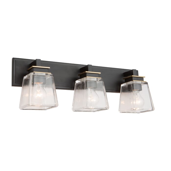 Artcraft Eastwood 3-Light Bathroom Vanity Light in Black & Brass Artcraft Eastwood 3-Light Bathroom Vanity Light in Black & Brass
