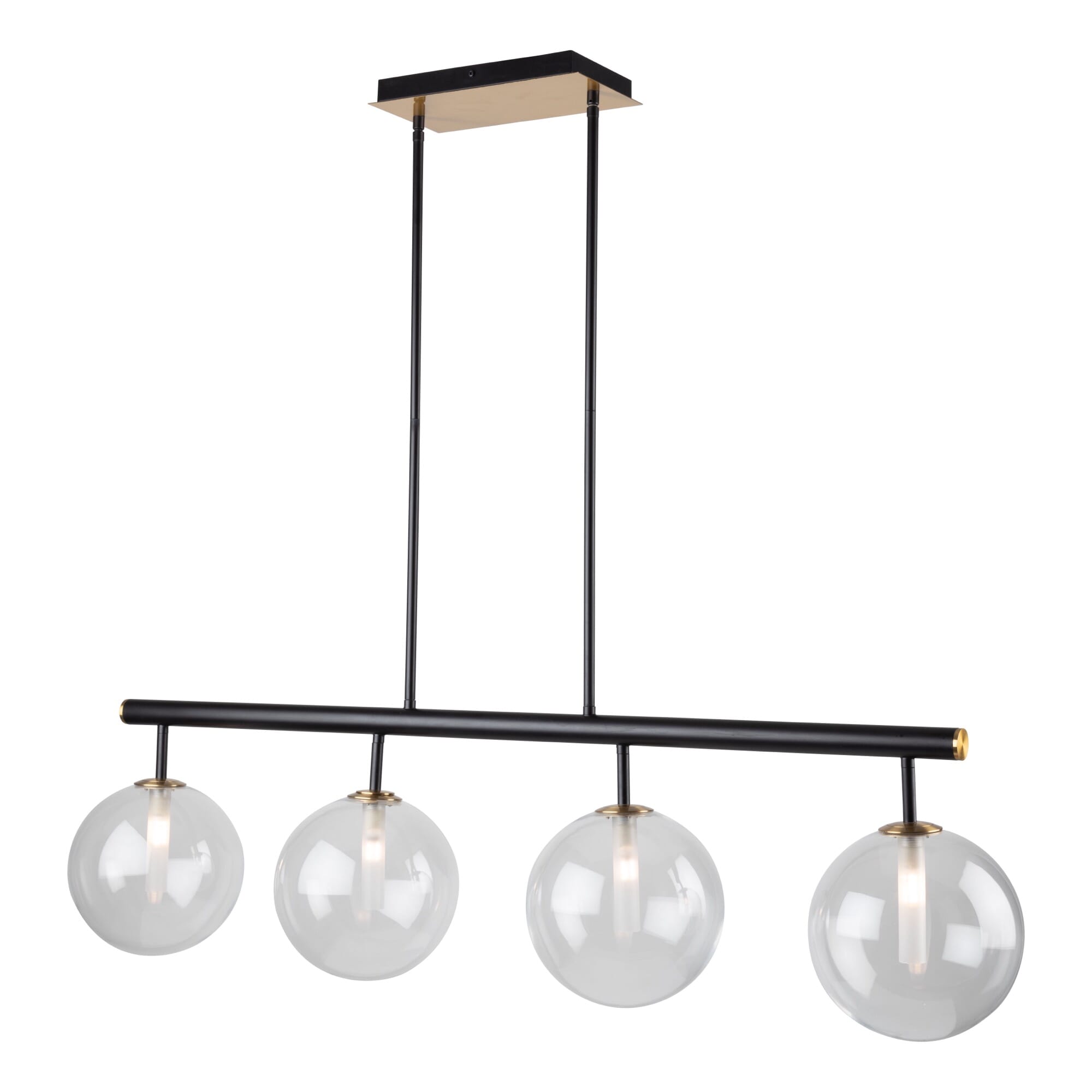 Matte Black & Brass Four Light Island Pendant from the Aurelia Collection