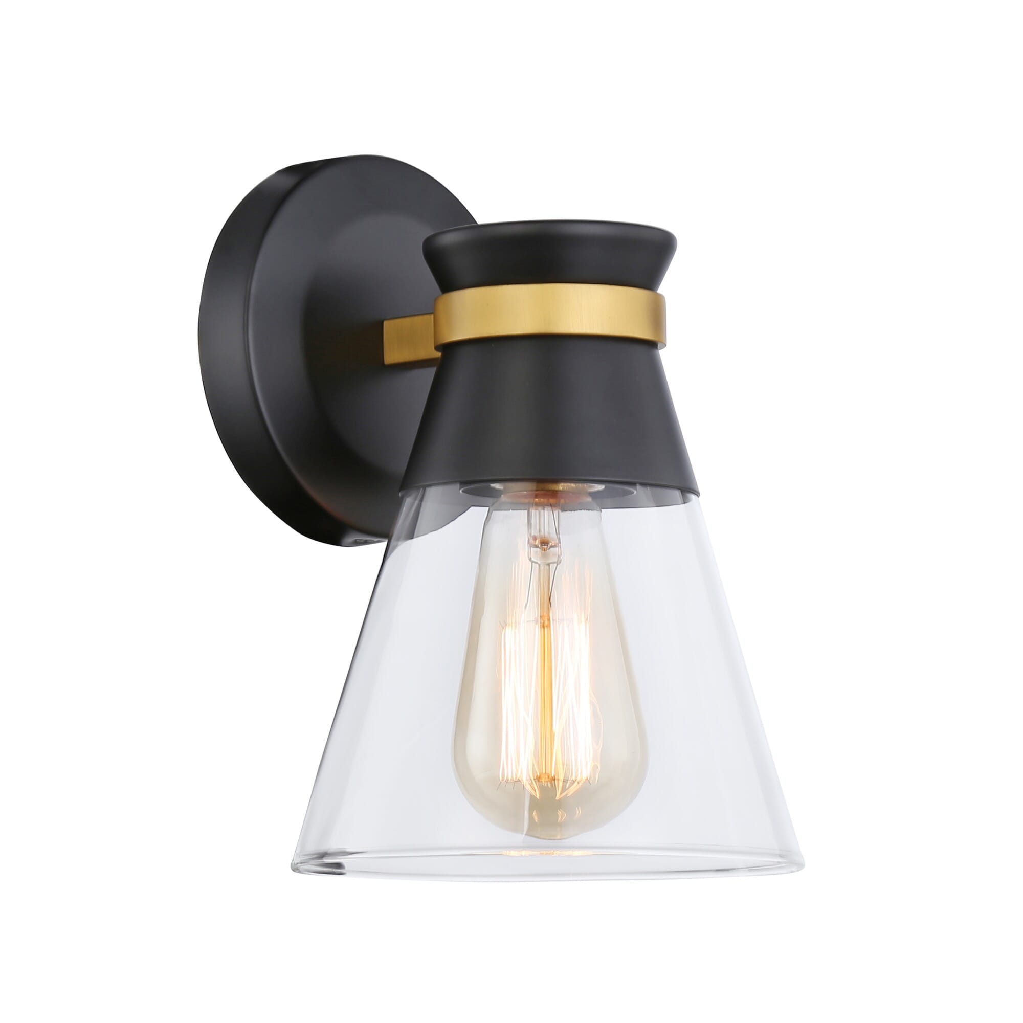 Black & Brushed Brass One Light Wall Sconce from the Kanata Collection