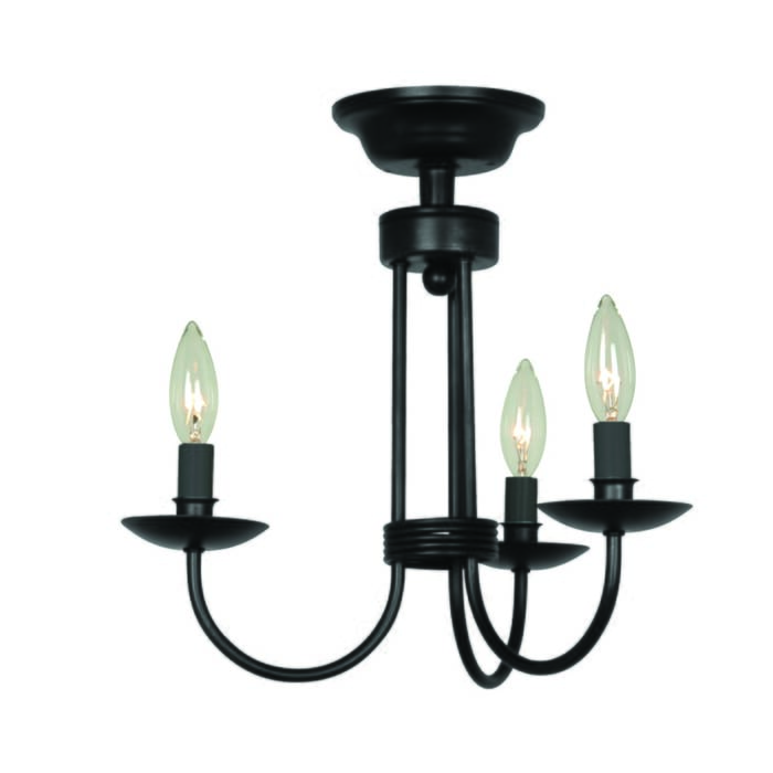 Artcraft Wrought Iron 3-Light Ceiling Light in Black Artcraft Wrought Iron 3-Light Ceiling Light in Black