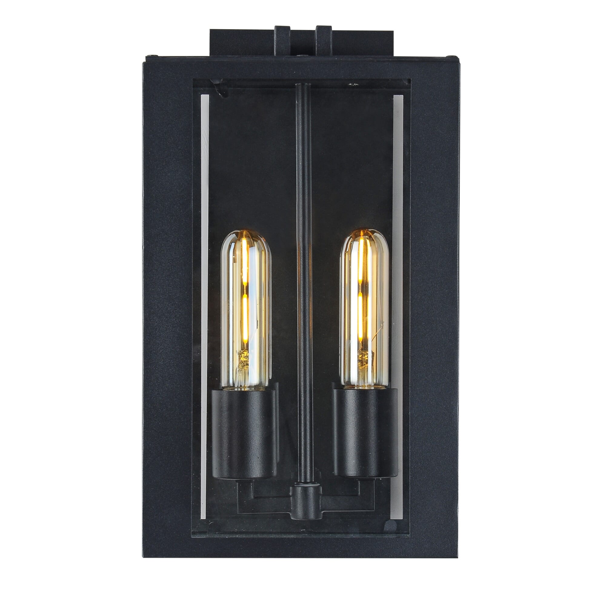 Matte Black Two Light Outdoor Wall Mount from the Waterville Collection