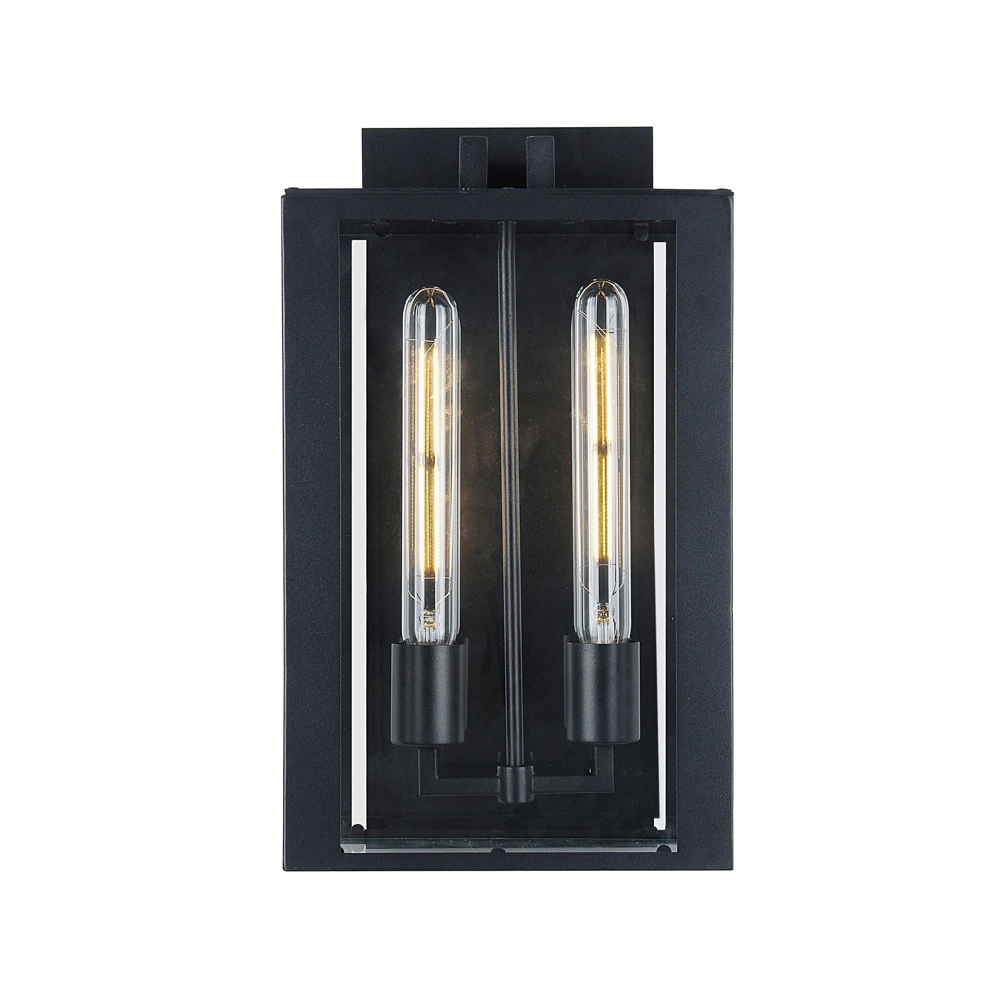 Matte Black Two Light Outdoor Wall Mount from the Waterville Collection