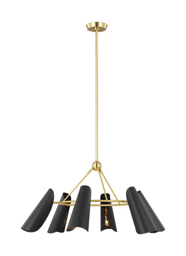 Tresa 6 Light Chandelier in Midnight Black And Burnished Brass by