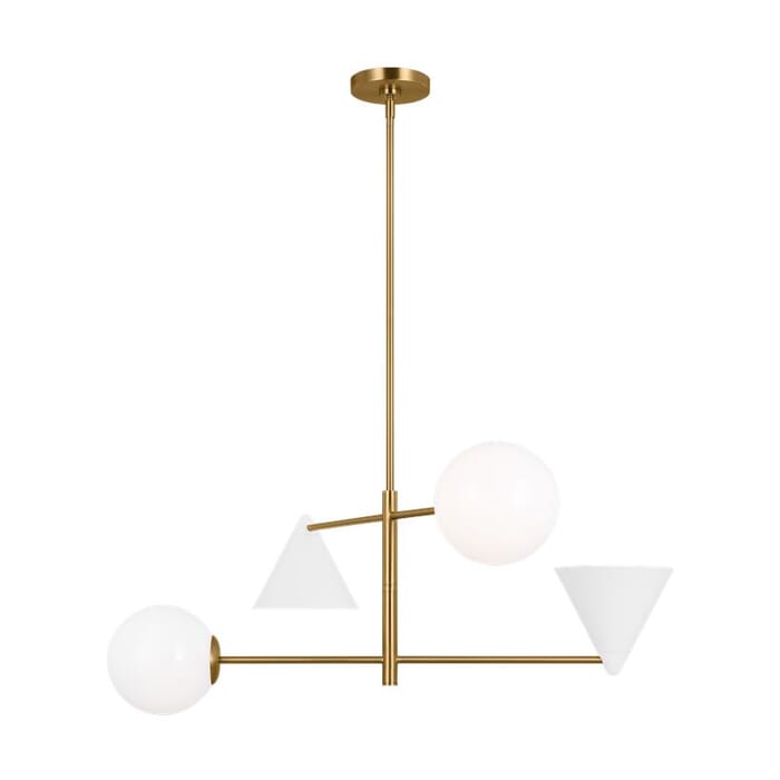 Generation Lighting Cosmo 4-Light Chandelier in Matte White And Burnished Brass by Aerin Generation Lighting Cosmo 4-Light Chandelier in Matte White And Burnished Brass by Aerin