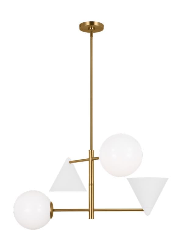Generation Lighting Cosmo 4-Light Chandelier in Matte White And Burnished Brass by Aerin