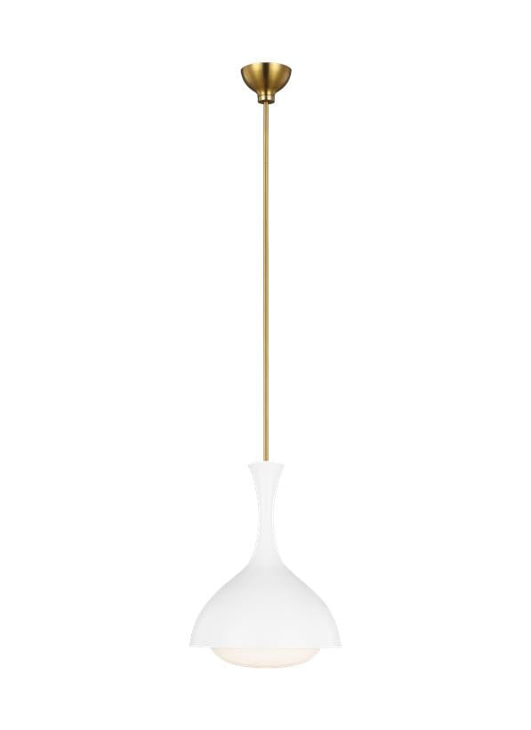 Generation Lighting Lucerne Pendant Light in Matte White And Burnished Brass by Aerin