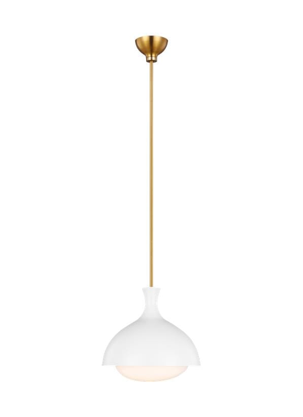 Generation Lighting Lucerne Pendant Light in Matte White And Burnished Brass by Aerin