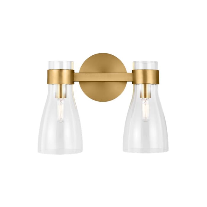 Generation Lighting Moritz 2-Light Bathroom Vanity Light in Burnished Brass by Aerin Generation Lighting Moritz 2-Light Bathroom Vanity Light in Burnished Brass by Aerin