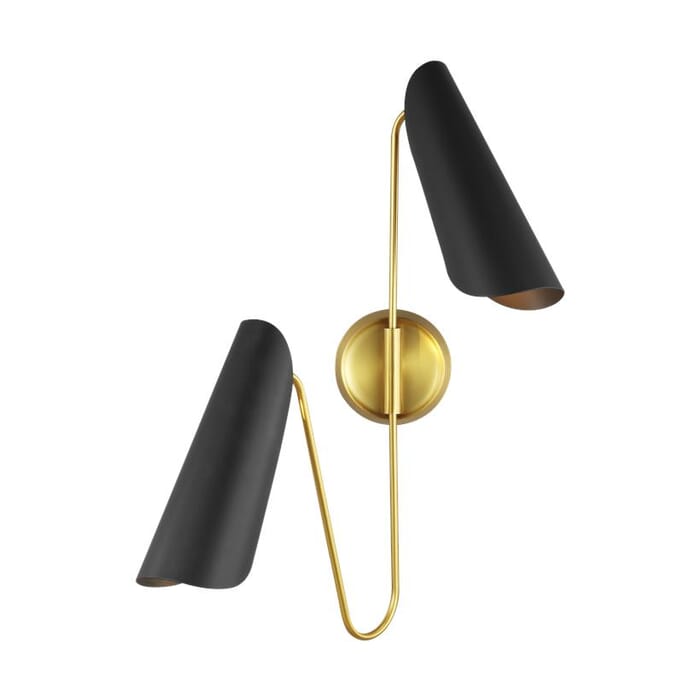 Generation Lighting Tresa 2-Light Wall Sconce in Midnight Black And Burnished Brass by Aerin Generation Lighting Tresa 2-Light Wall Sconce in Midnight Black And Burnished Brass by Aerin