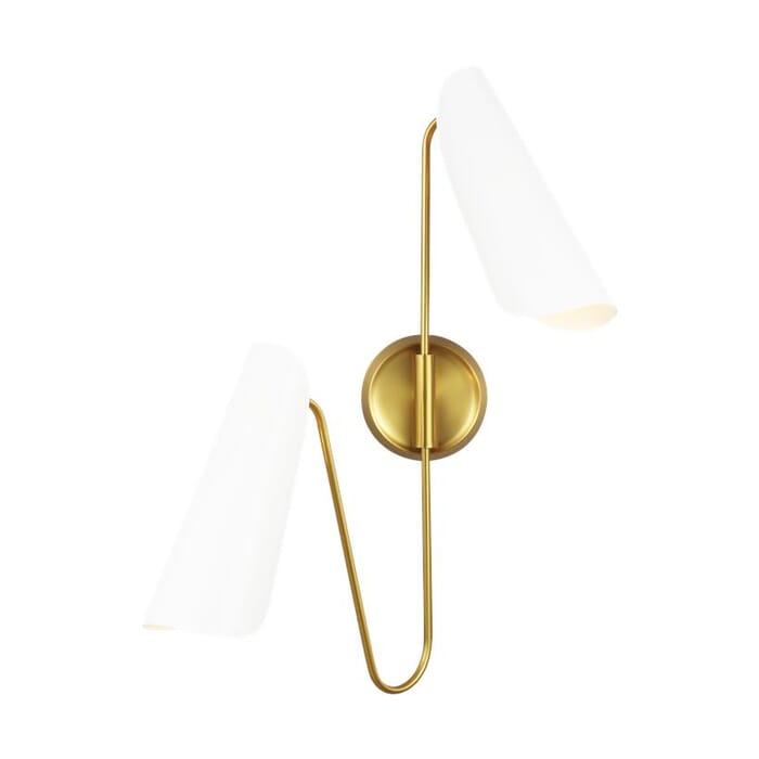 Generation Lighting Tresa 2-Light Wall Sconce in Matte White And Burnished Brass by Aerin Generation Lighting Tresa 2-Light Wall Sconce in Matte White And Burnished Brass by Aerin