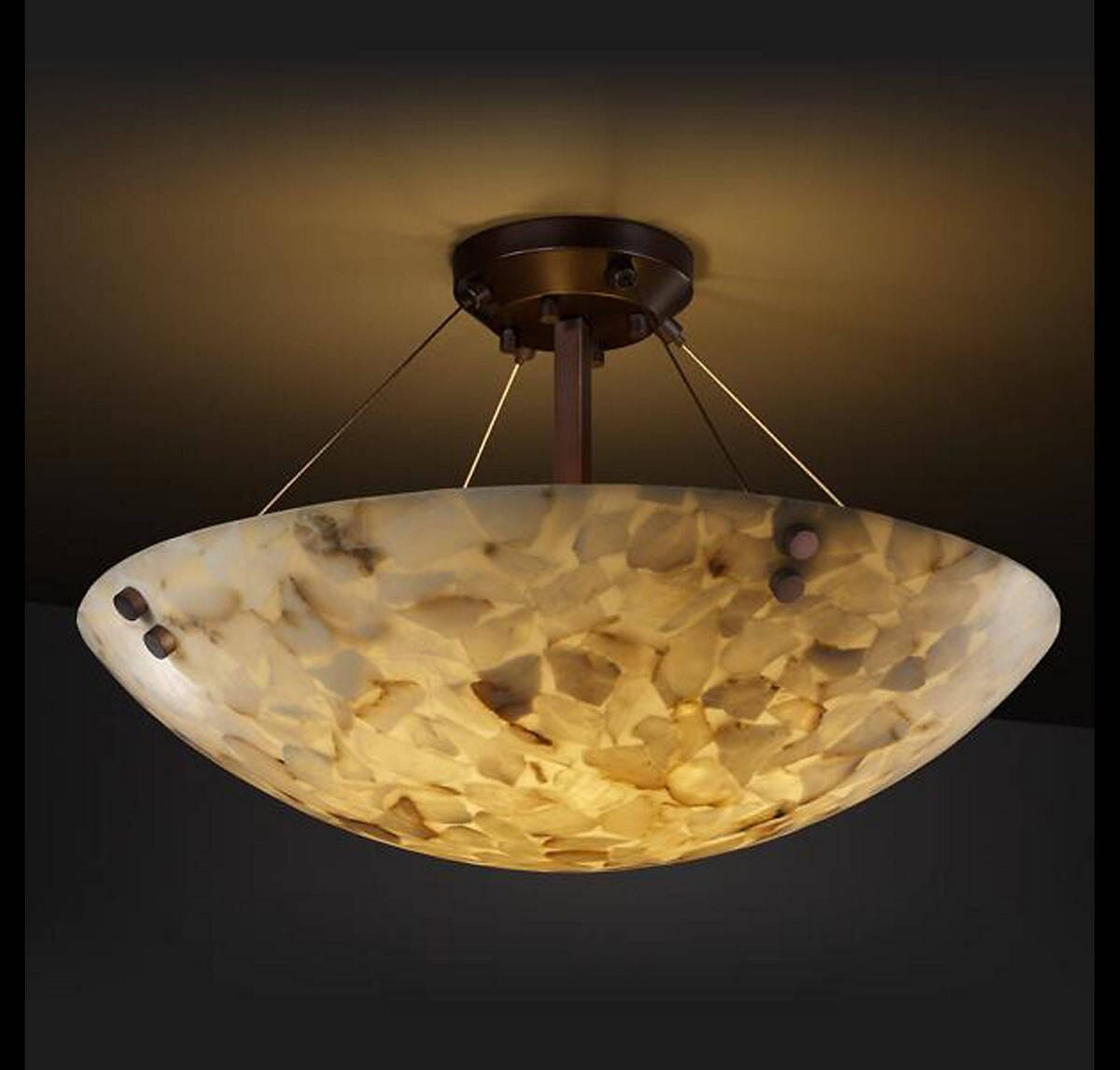 Justice Design Alabaster Rocks! 18" Semi-Flush w/ Cylindrical Finials