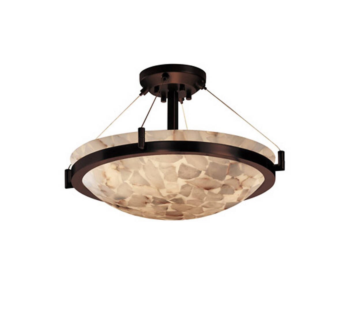 Justice Design Alabaster Rocks! 3-Light 18" Round Semi-Flush w/ Ring