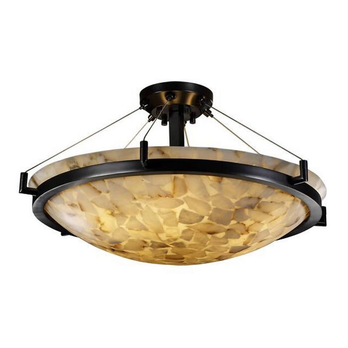 Justice Design Alabaster Rocks! 3-Light 18" Round Semi-Flush w/ Ring Justice Design Alabaster Rocks! 3-Light 18" Round Semi-Flush w/ Ring