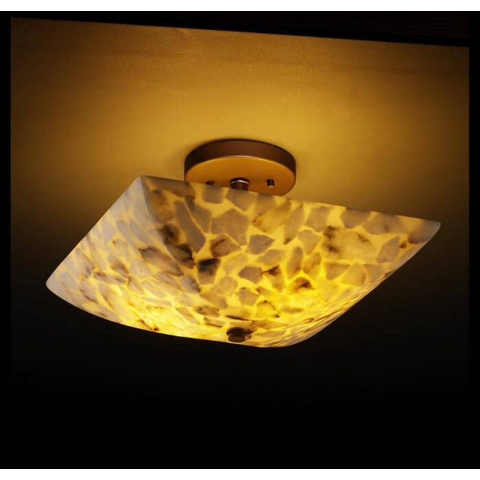 Justice Design Alabaster Rocks! 2-Light 14" Square Semi-Flush Bowl Justice Design Alabaster Rocks! 2-Light 14" Square Semi-Flush Bowl
