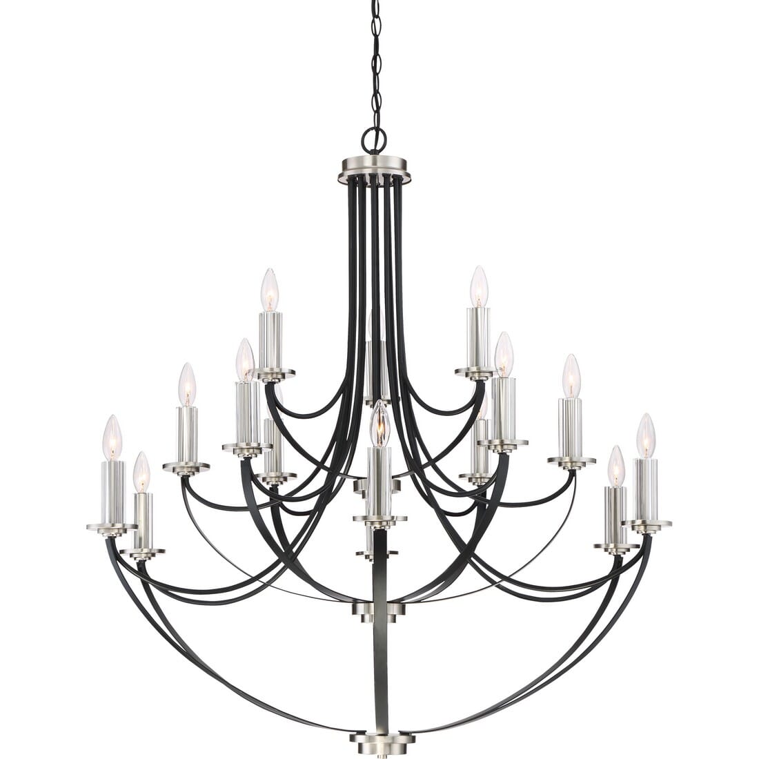 Alana 15-Light 43" Transitional Chandelier in Mystic Black