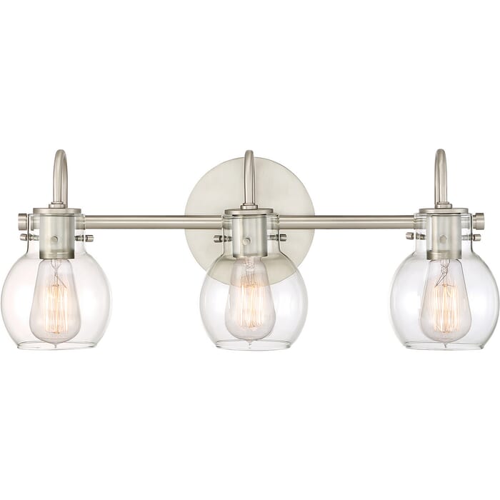 Quoizel Andrews 3-Light Bathroom Vanity Light in Antique Nickel Quoizel Andrews 3-Light Bathroom Vanity Light in Antique Nickel