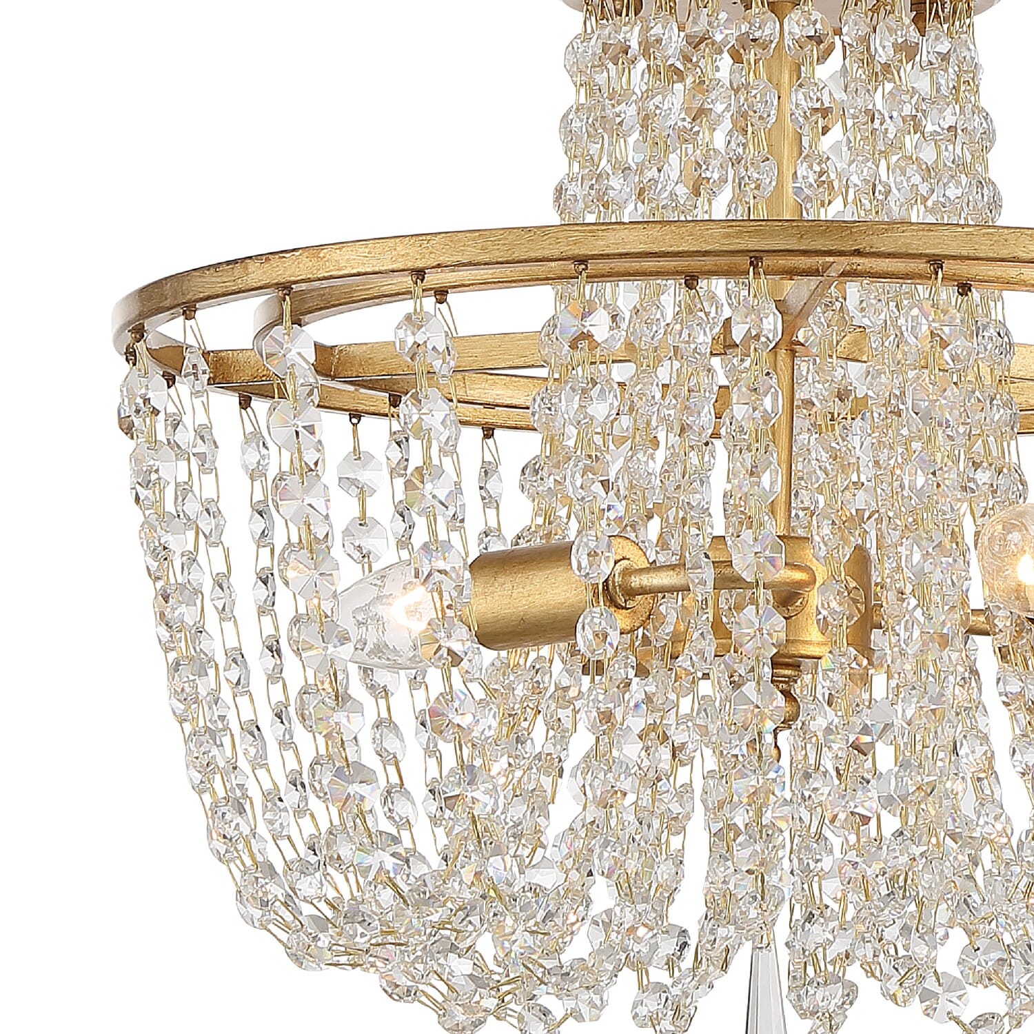 Crystorama Arcadia 3-Light Ceiling Light in Antique Gold with Hand Cut Crystal Crystals