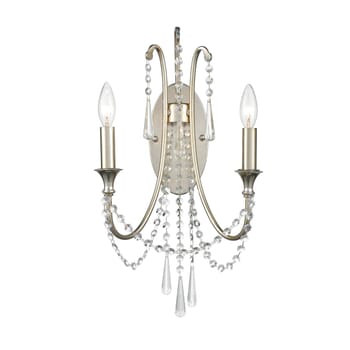 Crystorama Arcadia 2-Light 21" Wall Sconce in Antique Silver with Clear Hand Cut Crystals