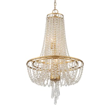 Crystorama Arcadia 4-Light 32" Chandelier in Antique Gold with Hand Cut Crystal Crystals