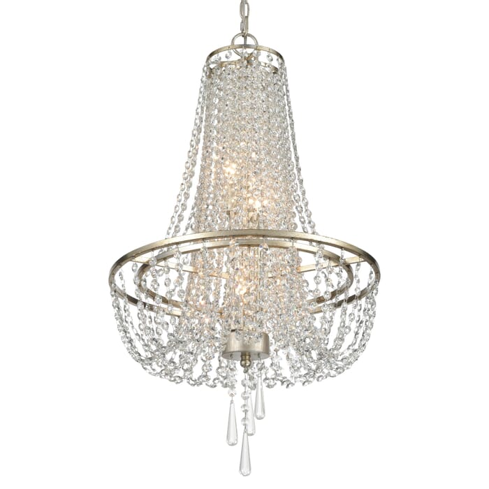 Crystorama Arcadia 4-Light 32" Chandelier in Antique Silver with Clear Hand Cut Crystals Crystorama Arcadia 4-Light 32" Chandelier in Antique Silver with Clear Hand Cut Crystals