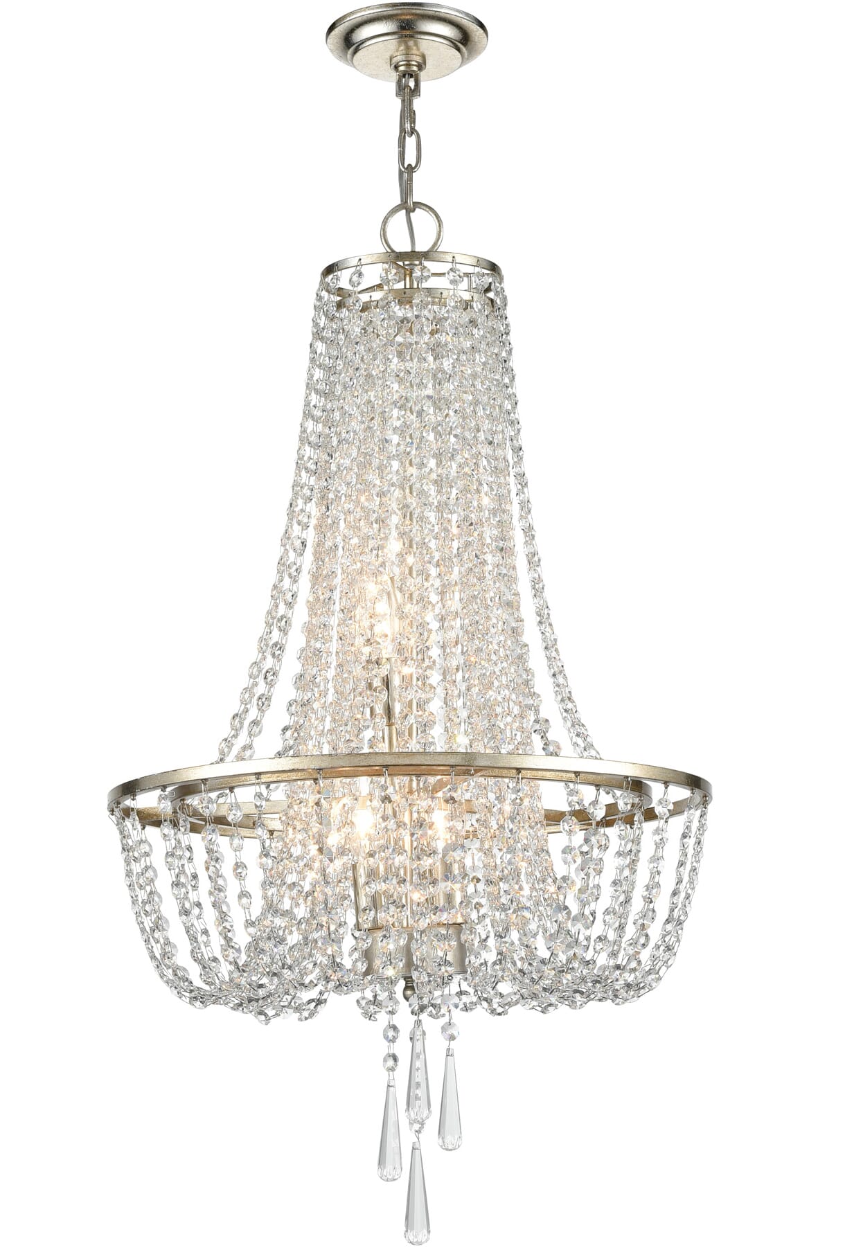 Crystorama Arcadia 4-Light 32" Chandelier in Antique Silver with Clear Hand Cut Crystals