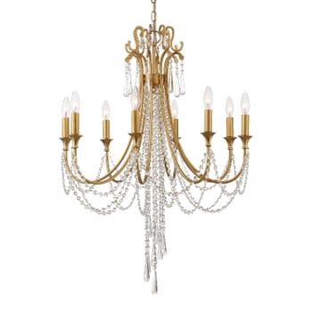 Crystorama Arcadia 8-Light 36" Chandelier in Antique Gold with Hand Cut Crystal Crystals
