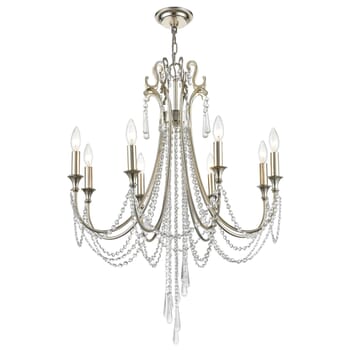 Crystorama Arcadia 8-Light 36" Chandelier in Antique Silver with Clear Hand Cut Crystals