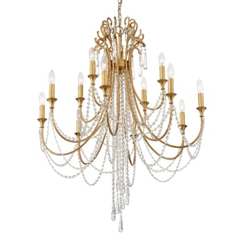 Crystorama Arcadia 12-Light 42" Chandelier in Antique Gold with Hand Cut Crystal Crystals