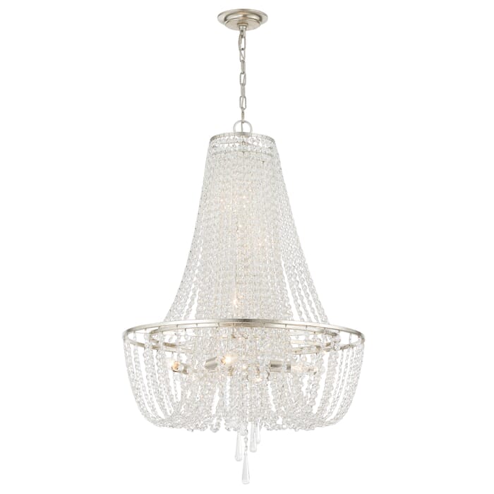 Crystorama Arcadia 9-Light Traditional Chandelier in Antique Silver with Hand Cut Crystal Crystals Crystorama Arcadia 9-Light Traditional Chandelier in Antique Silver with Hand Cut Crystal Crystals