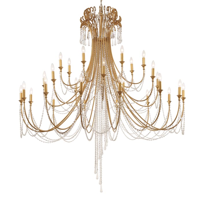 Crystorama Arcadia 28-Light Traditional Chandelier in Antique Gold with Hand Cut Crystal Crystals Crystorama Arcadia 28-Light Traditional Chandelier in Antique Gold with Hand Cut Crystal Crystals