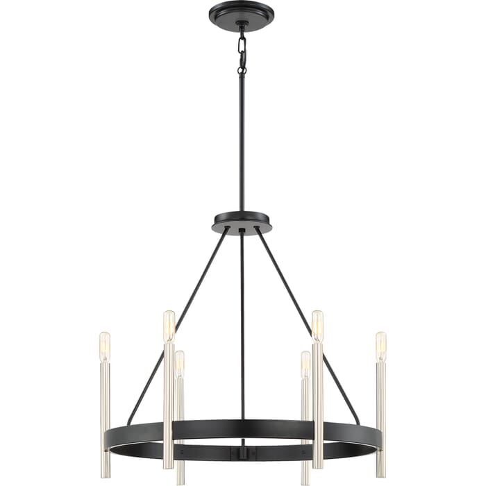 Quoizel Anthem 6-Light 24" Transitional Chandelier in Mystic Black Quoizel Anthem 6-Light 24" Transitional Chandelier in Mystic Black