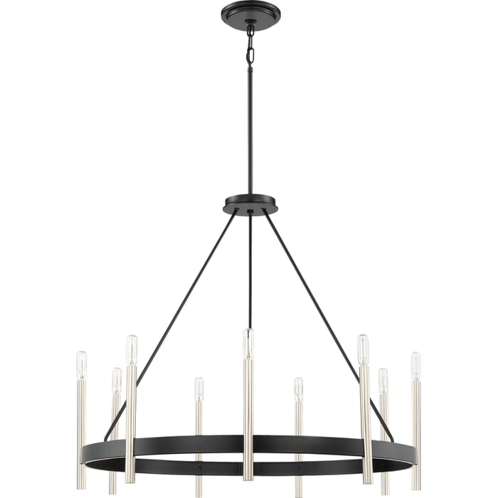 Quoizel Anthem 9-Light 29" Transitional Chandelier in Mystic Black Quoizel Anthem 9-Light 29" Transitional Chandelier in Mystic Black