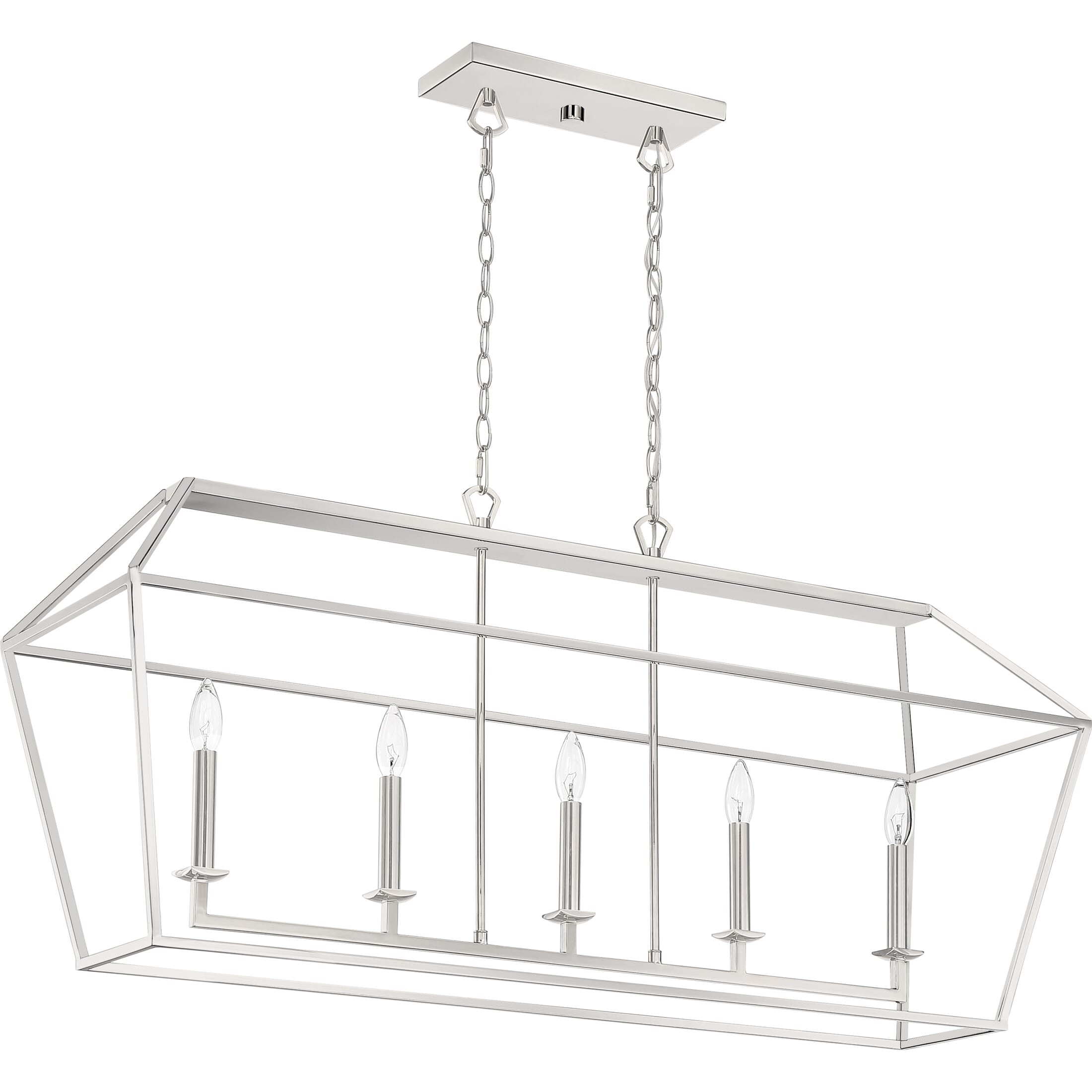 Quoizel Aviary 5-Light 42" Linear Chandelier in Polished Nickel