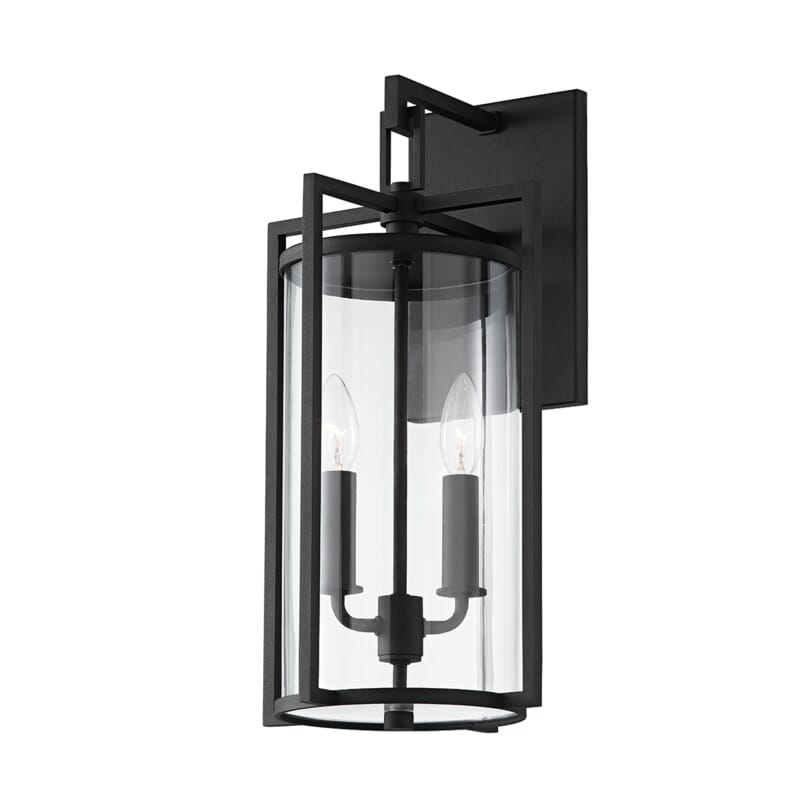Textured Black Two Light Outdoor Wall Sconce from the Percy Collection