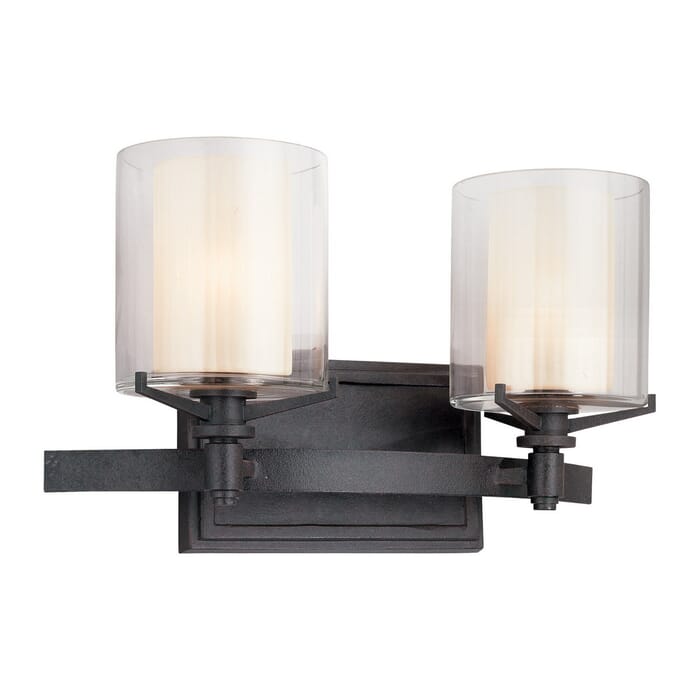 Troy Arcadia 2-Light 15" Bathroom Vanity Light in French Iron Troy Arcadia 2-Light 15" Bathroom Vanity Light in French Iron