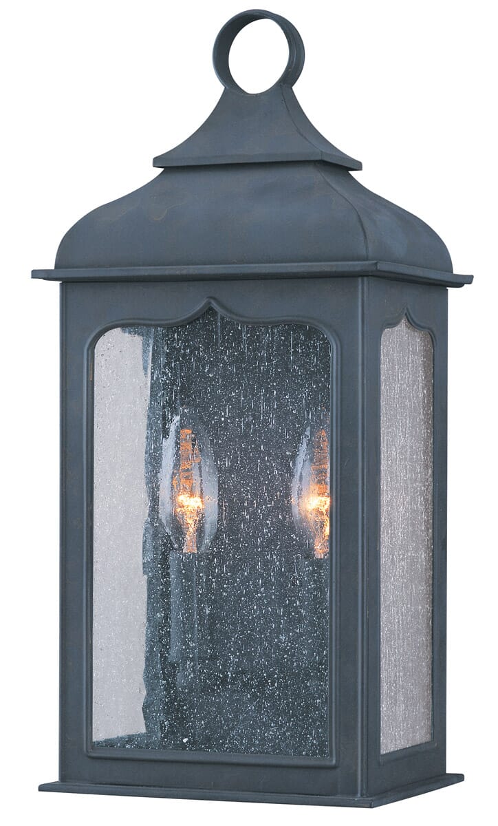 Troy Henry Street 2-Light 15" Outdoor Wall Light in Colonial Iron