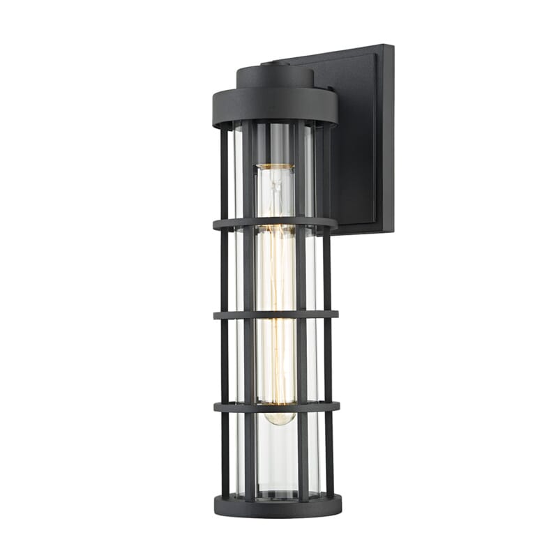 Textured Black One Light Outdoor Wall Sconce from the Mesa Collection