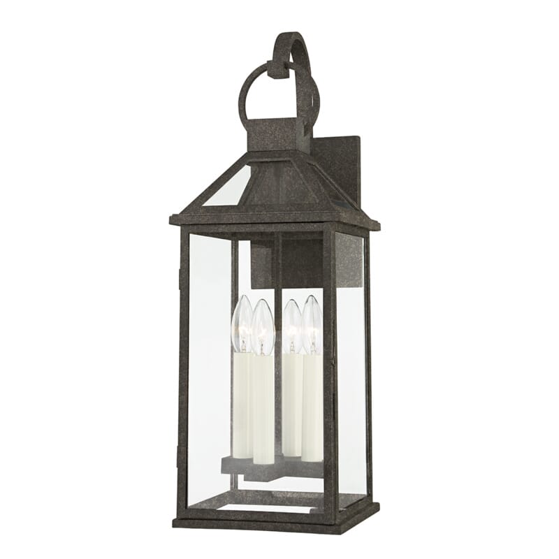 French Iron Four Light Outdoor Wall Sconce from the Sanders Collection