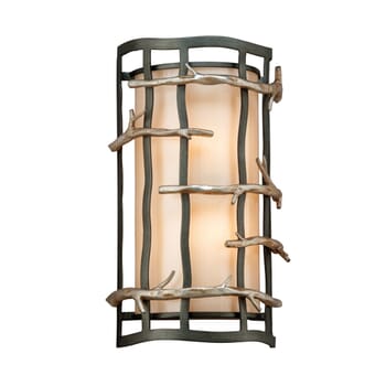 Troy Adirondack 2-Light 14" Wall Sconce in Graphite and Silver Leaf