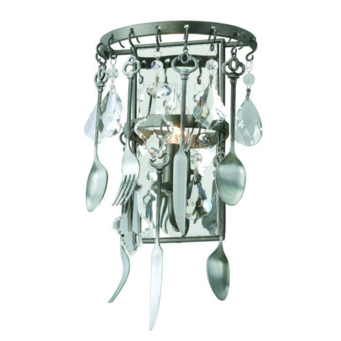 Troy Bistro 15" Wall Sconce in Graphite with Pewter Flatware Troy Bistro 15" Wall Sconce in Graphite with Pewter Flatware