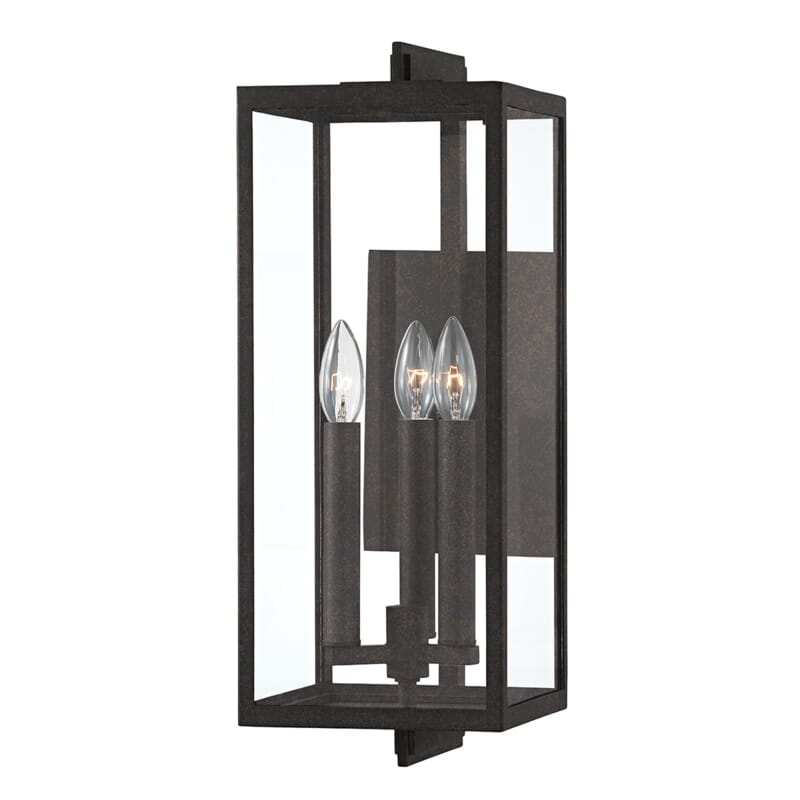 French Iron Three Light Outdoor Wall Sconce from the Nico Collection